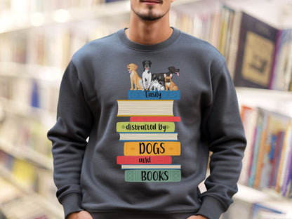 Dogs and Books Sweatshirt, Book Shirt, Reading Sweatshirt, Book Lover Sweatshirt, Librarian Gift, Book Gift, Dog Lover Sweatshirt, Dog Gift