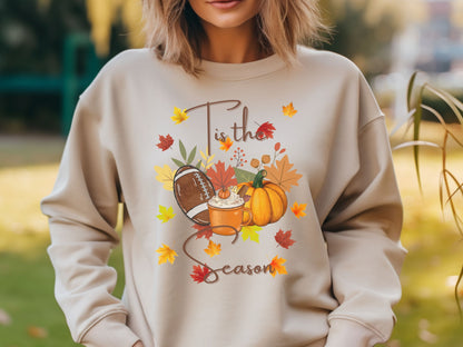 Tis the Season Sweatshirt, Thanksgiving Sweatshirt, Pumpkins and Football, Holiday Apparel, Fall Sweatshirt, Pumpkin Spice, Love Fall Shirt