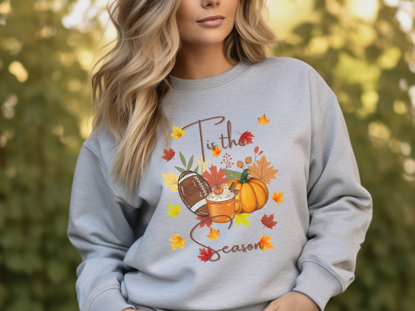 Tis the Season Sweatshirt, Thanksgiving Sweatshirt, Pumpkins and Football, Holiday Apparel, Fall Sweatshirt, Pumpkin Spice, Love Fall Shirt