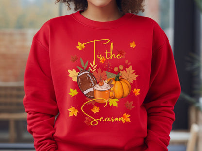 Tis the Season Sweatshirt, Thanksgiving Sweatshirt, Pumpkins and Football, Holiday Apparel, Fall Sweatshirt, Pumpkin Spice, Love Fall Shirt