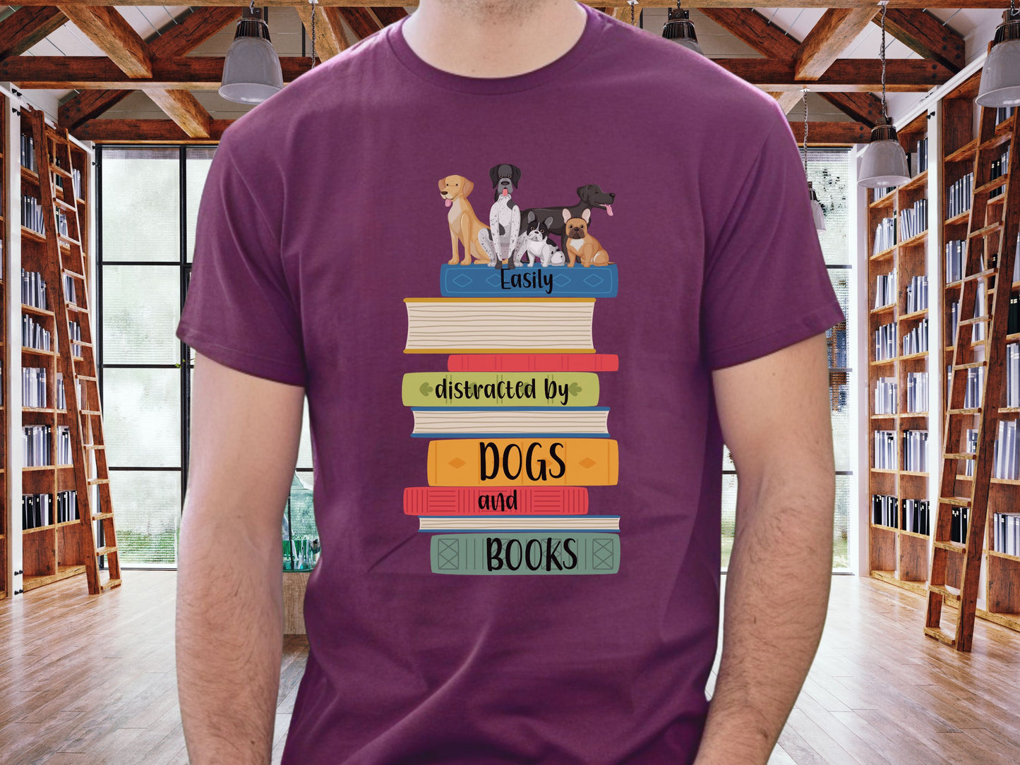 Dogs and Books T-Shirt, Book Shirt, ReadingShirt, Book Lover Shirt, Librarian Gift, Book Gift, Dog Lover Shirt, Dog Gift, I Love Dogs Shirt