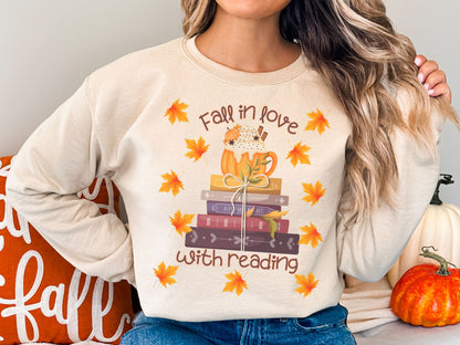 Fall Reading Sweatshirt, Book Lover Gift, Books Pullover, Librarian Sweatshirt, Reading Shirt, Bookish Crewneck, Book Shirt, Reading Teacher