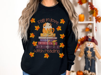 Fall Reading Sweatshirt, Book Lover Gift, Books Pullover, Librarian Sweatshirt, Reading Shirt, Bookish Crewneck, Book Shirt, Reading Teacher