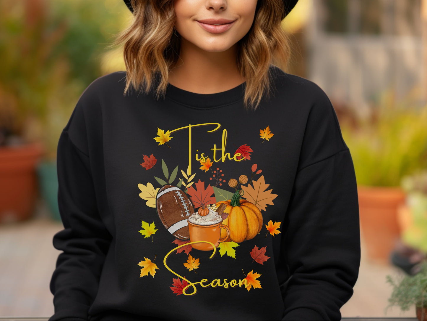 Tis the Season Sweatshirt, Thanksgiving Sweatshirt, Pumpkins and Football, Holiday Apparel, Fall Sweatshirt, Pumpkin Spice, Love Fall Shirt