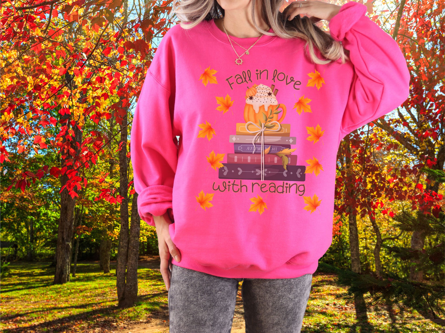 Fall Reading Sweatshirt, Book Lover Gift, Books Pullover, Librarian Sweatshirt, Reading Shirt, Bookish Crewneck, Book Shirt, Reading Teacher