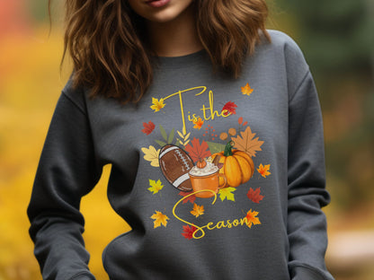 Tis the Season Sweatshirt, Thanksgiving Sweatshirt, Pumpkins and Football, Holiday Apparel, Fall Sweatshirt, Pumpkin Spice, Love Fall Shirt