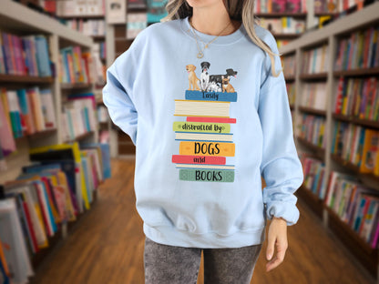 Dogs and Books Sweatshirt, Book Shirt, Reading Sweatshirt, Book Lover Sweatshirt, Librarian Gift, Book Gift, Dog Lover Sweatshirt, Dog Gift