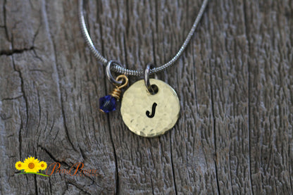 Gold Hammered Initial Necklace, Hand Stamped Discs, Personalized Disc Necklace, Custom Initial Necklace, Hammered Discs, Textured Initial Jewelry