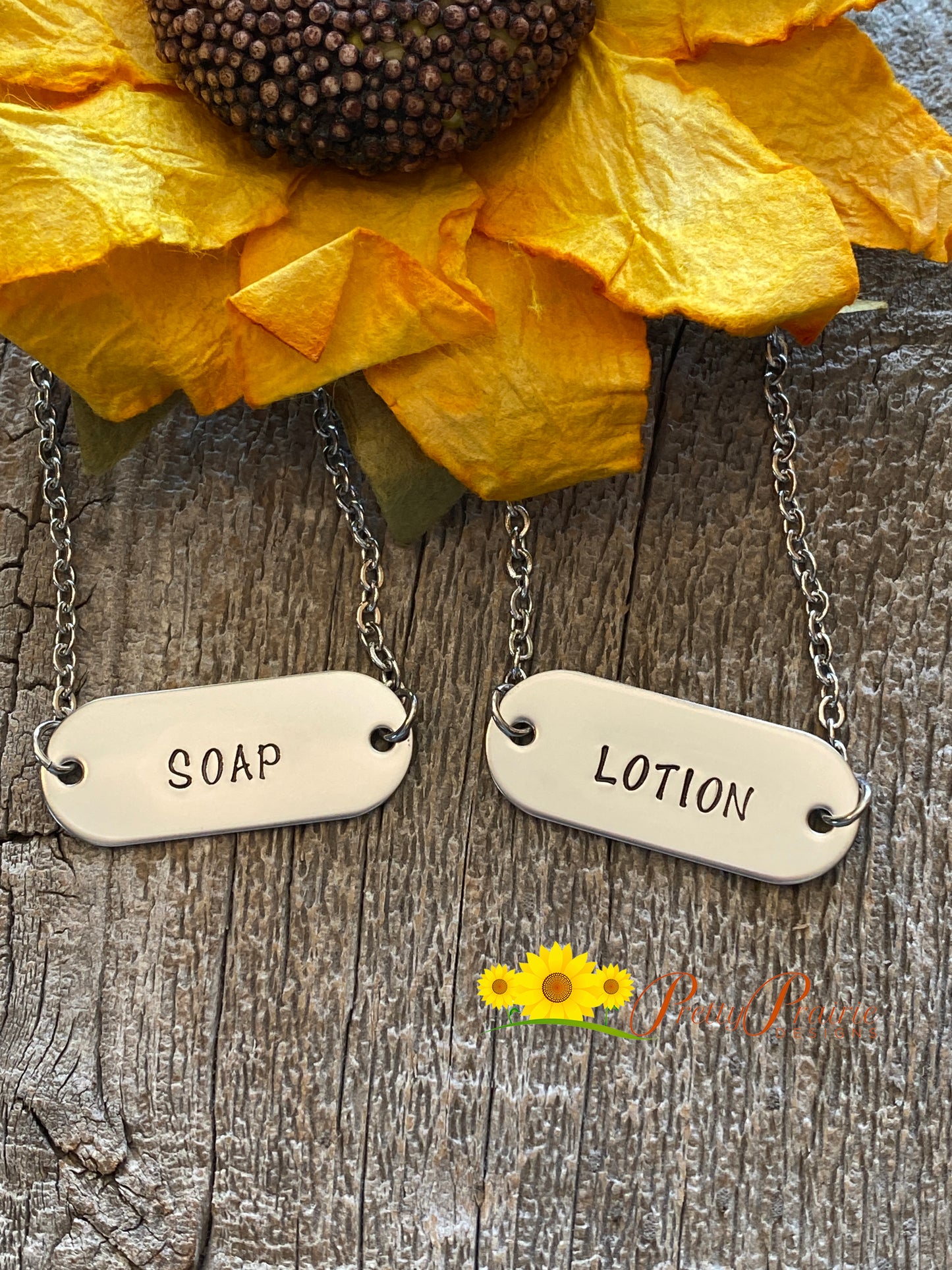 Stainless Soap Dispenser Labels, Mason Jar Tags, Hand Stamped, Bottle Labels, Metal Tags, Farmhouse Style Labels, Shower Conditioner Labels