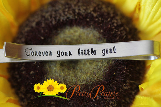 Father of the Bride - Forever Your Little Girl - Custom Tie Bar - Wedding Present Gift - Gift from Daughter to Father - Handstamped