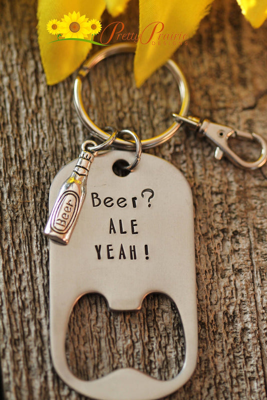 Beer Bottle Opener, Opener Keychain, Wedding Party Gift, Beer Lover, Father's Day, Retirement, Housewarming, Love Beer, Grilling Gift