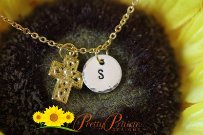 Personalized Filigree Cross Necklace, Gold Cross, Faith Jewelry, Religious Jewelry, Christmas, Godparent Gift, First Communion, Confirmation