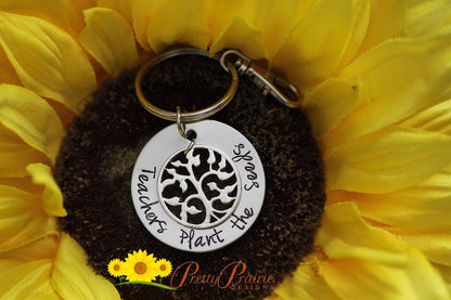 Teachers Plant the Seeds Keychain, Personalized, Student Teacher Gift, Hand Stamped, Maestras Plantan las Semillas, ESL Teacher Gift