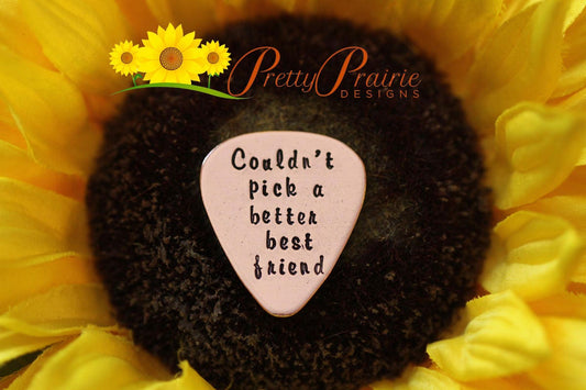 Couldn't Pick a Better Best Friend Guitar Pick, Hand Stamped Metal Pick, Musician Gift, Best Friend Present, Guitarist Gift, Music Token