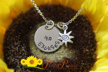 No Excuses Necklace, Sports Fitness Jewelry, Yoga, Cross-fit, Motivation Gift, Inspirational Jewelry, Trainer Gift, Evil Eye, I'm Watching