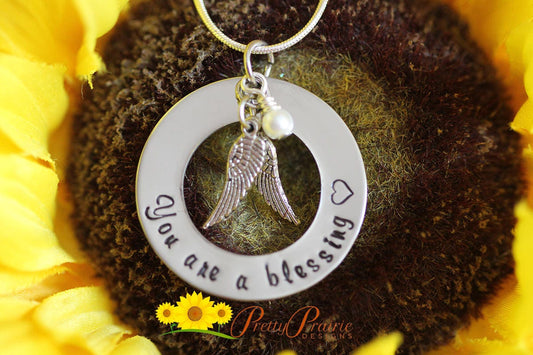 You are a Blessing Necklace, Angel Wing Charm, Angel Jewelry, Spiritual Jewelry, Godmother Gift, First Communion, Confirmation, Teacher Gift
