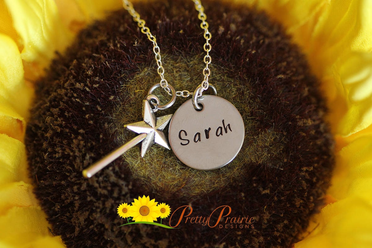 Personalized Magic Wand Necklace, Fairy Wand Charm, Make a Wish Necklace, Dreams Come True Necklace, I Believe Jewelry, Daughter Gift