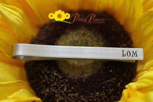 Hand Stamped Personalized Tie Bar - Men's Wedding Party Gift - Custom Tie Accessories - Groomsman Present - Hand Made Tie Bar Clip