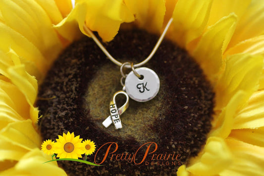 Hope for a Cure Necklace, Cancer Ribbon Jewelry, Cancer Survivor, Hope Ribbon Charm, Cancer Support Gift, I'm a Survivor, Personalized