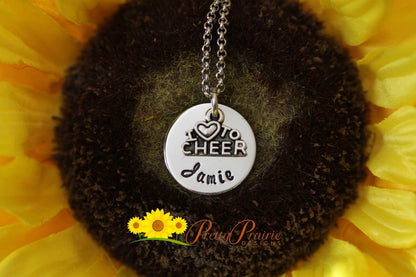 I Love to Cheer Necklace, Hand Stamped, Personalized Cheer Jewelry, Cheer Squad Gift, Cheerleading Coach Gift, Cheer Mom Jewelry, Teen Gift