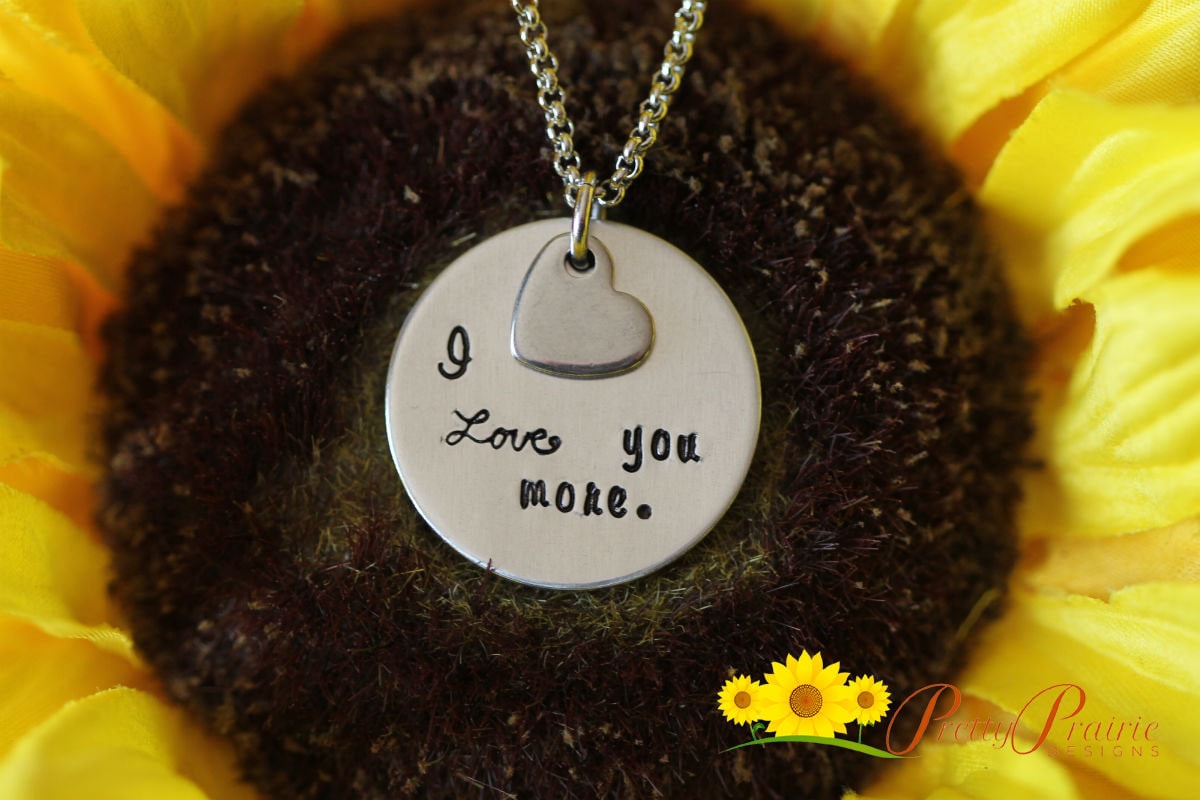 I Love You More Necklace, Anniversary Necklace, Promise Necklace, Gift for Wife, Girlfriend, or Daughter, Valentine Gift, Heart Jewelry