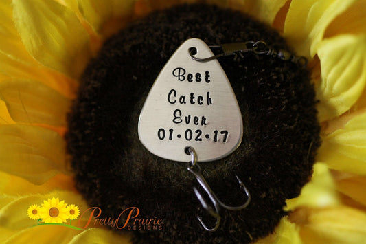 Best Catch Ever Lure, Custom Fishing Hook, Hand Stamped Fishing Lure, Angler Gift, Anniversary or Birthday, Wedding Present, Fishing Present