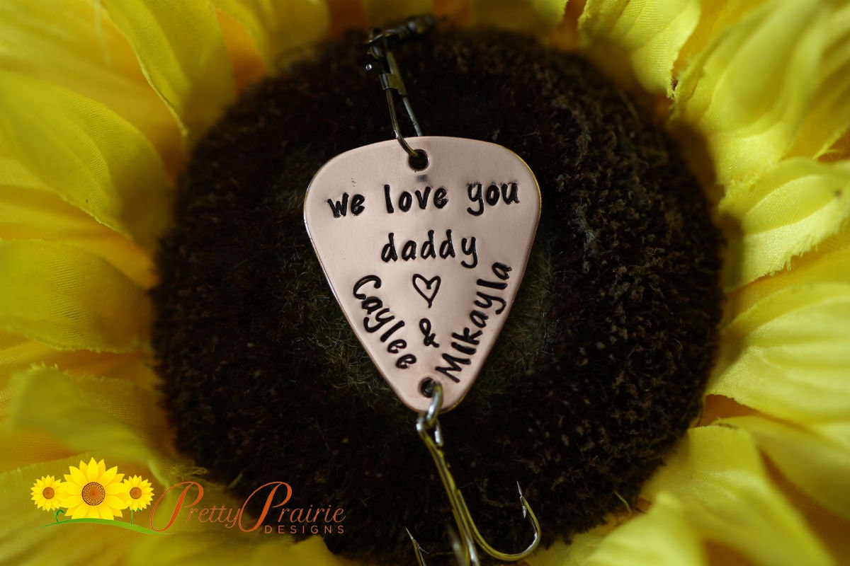 We Love You Daddy Lure, Custom Fishing Hook, Personalized Lure for Dad, Father's Day, Sports Gift,  Fisherman, Hand Stamped, Dad Birthday