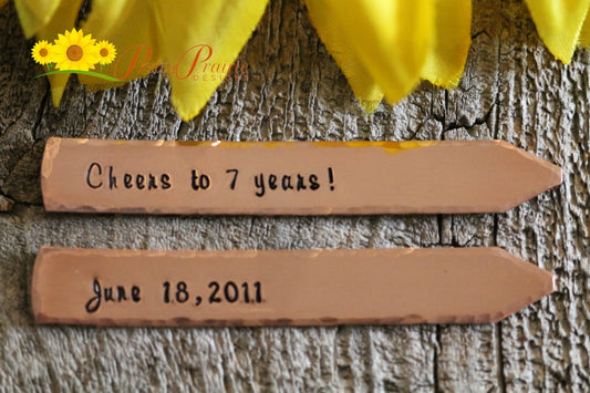 Cheers to X Years Collar Stays, Anniversary Date, Collar Stiffeners, Personalized Collar Bars, Hand Stamped, Anniversary Gift for Him