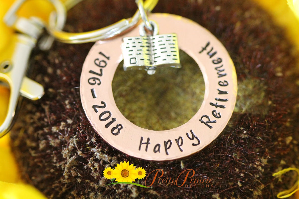 Librarian Retirement Keychain, Librarian Gift, Hand Stamped, Washer Keychain, End of School Year Gift, Favorite Librarian Gift, Reader Gift