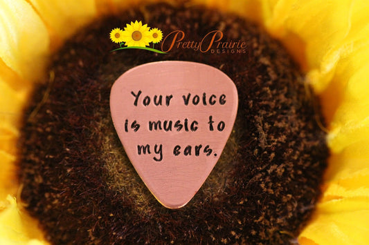 Music to My Ears Pick, Music Accessory, Musician Gift, Singer Present, Valentine, Hand Stamped, Music Lover Gift, Metal Pick, Musical Token