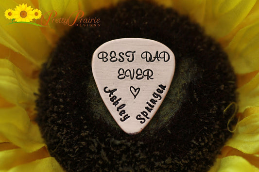 Best Dad Ever Guitar Pick, Guitar Pick for Dad, Father's Day Gift, Hand Stamped Metal Pick, Dad Birthday, Personalized Pick, Musician Gift