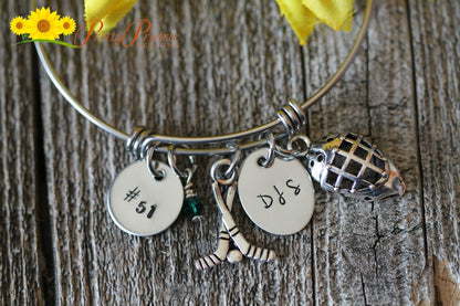 Initial Hockey Bangle, Personalized Hockey Gift, Hockey Player Gift, Hand Stamped, Hockey Mom, I Love Hockey Bracelet, Hockey Girlfriend