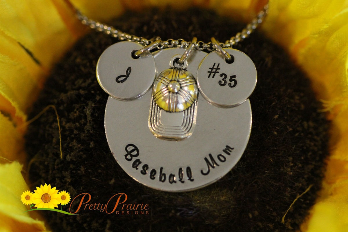 Personalized Baseball Mom Necklace, Hand Stamped Baseball Jewelry, Baseball Keychain, Initial, Jersey Number, Baseball Dad Gift, Coach Gift