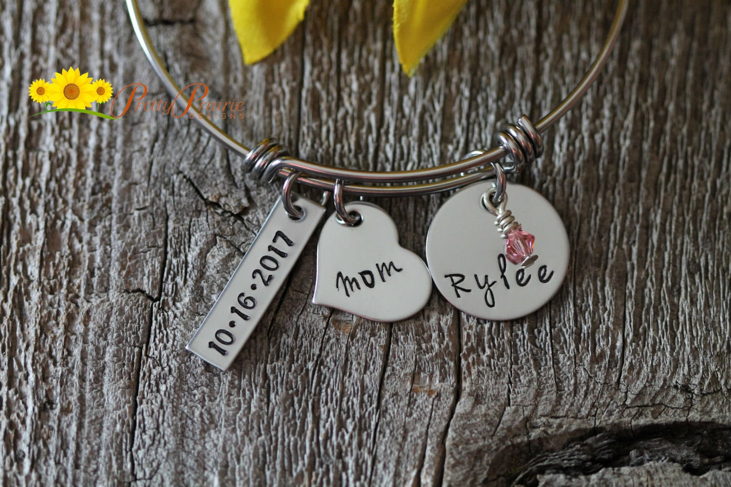 New Mom Bangle, Children's Name Bracelet, Mothers Bracelet, Personalized, New Baby Jewelry, Gotcha Day Gift, Adoption Gift, Hand Stamped