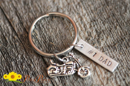 Motocross Tag Keychain, Motorcycle Keychain, Dad Gift, Personalized, Hand Stamped, Father's Day, Harley Dad, Gift from Kids, Grandpa Gift