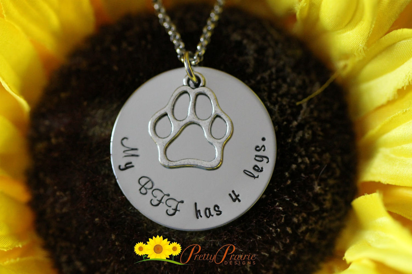 Dog Lover Jewelry, Dog Owner Necklace, Canine Best Friend, 4 legs, Paw Charm, Hand Stamped, Pet Jewelry, New Pet Necklace