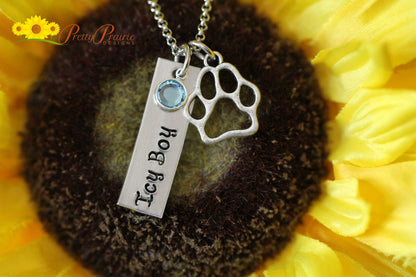 Dog Lover Bar Necklace, Dog Loss Jewelry, Pet Memorial, Pet Loss, Personalized Pet Necklace, Hand Stamped Dog's Name, New Pet Owner