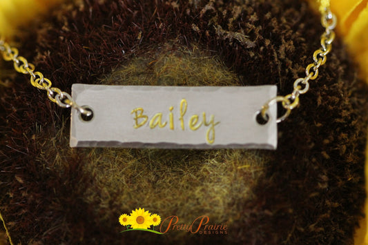 Horizontal Hammered Name Bar Necklace, Birthday, Graduation Gift, Aluminum, Hammered, Choker Necklace, Teen Gift, Present for Girlfriend