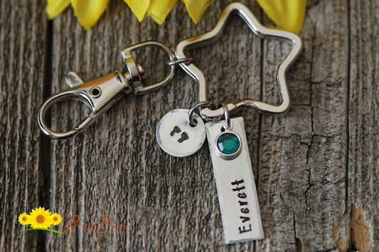 New Baby Keychain, Personalized Diaper Bag Tag, New Mom or Dad Gift, Baby Shower Gift, New Grandparent Gift, Hand Stamped