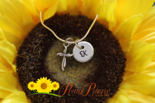 Small Silver Cross Necklace, Little Girl's Baptism, Crucifix Charm, Personalized, Religious Jewelry, Christmas or Easter, First Communion