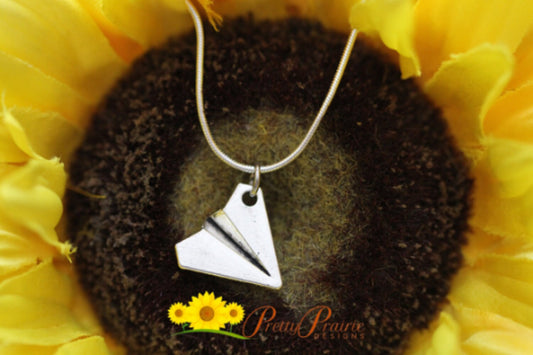 Silver Paper Plane Necklace, Aviation Jewelry, Flight Attendant , Pilot Gift, Traveler Gift, Graduation Gift, Origami Plane Charm, Airplane Jewelry