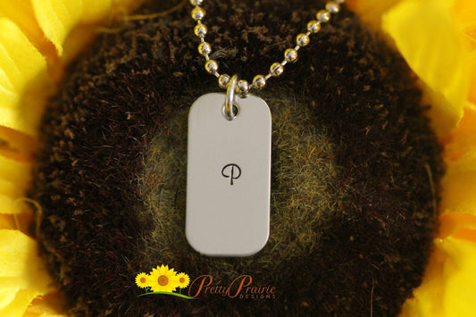 Mini Dog Tag Initial Necklace, Dog Tag Jewelry, Hand Stamped, Simple Jewelry, Minimalist Jewelry, Jewelry for Him or Her