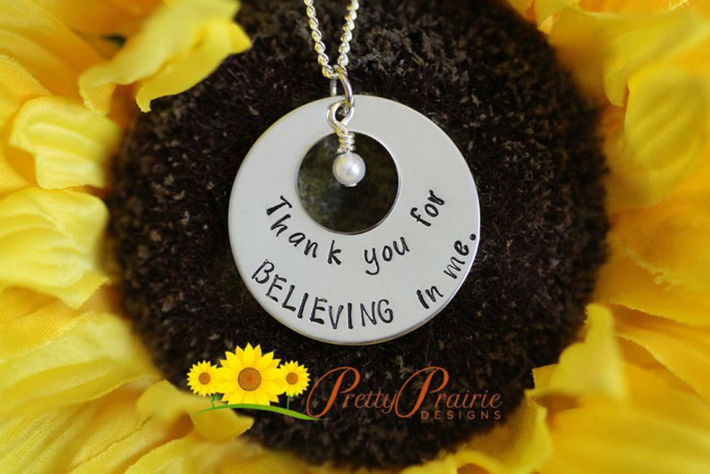 Thank you for Believing in Me  Washer Necklace, Birthstone, Teacher, BFF, Spouse Gift, Grandmother Necklace, Support and Appreciation Gift