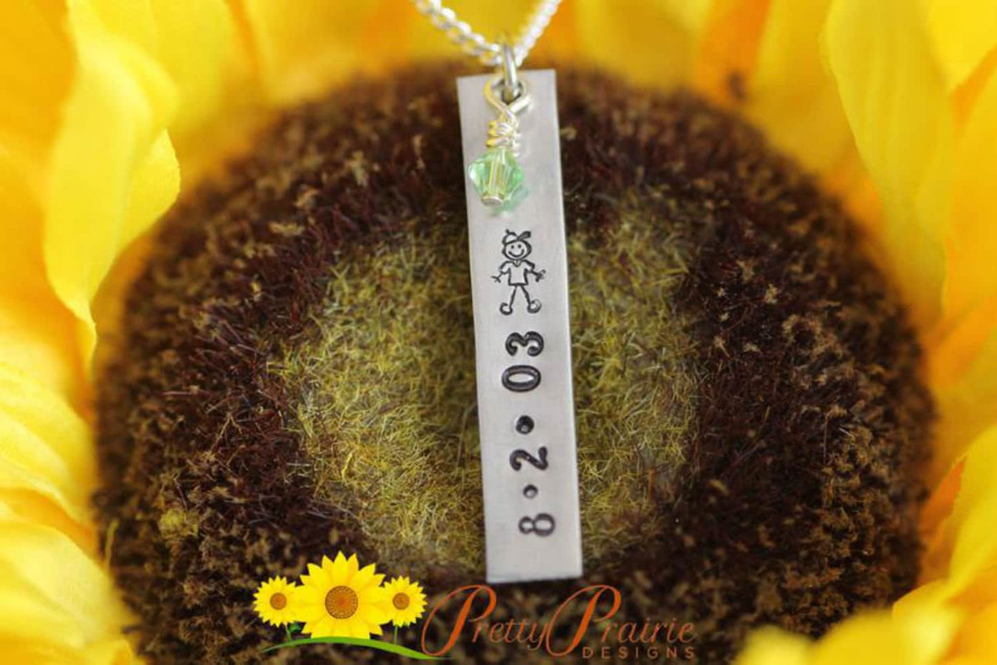 Stick Figure Adoption Necklace, Gotcha Jewelry, Birthday Gift, Children's Necklace, Mother's Day, Grandma Gift, Special Date, Hand Stamped