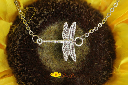 Dragonfly Necklace, Horizontal Dragonfly Jewelry, Teenager Gift, Transformation Symbol, Graduation Gift, Life Change Gift, Silver Dragonfly