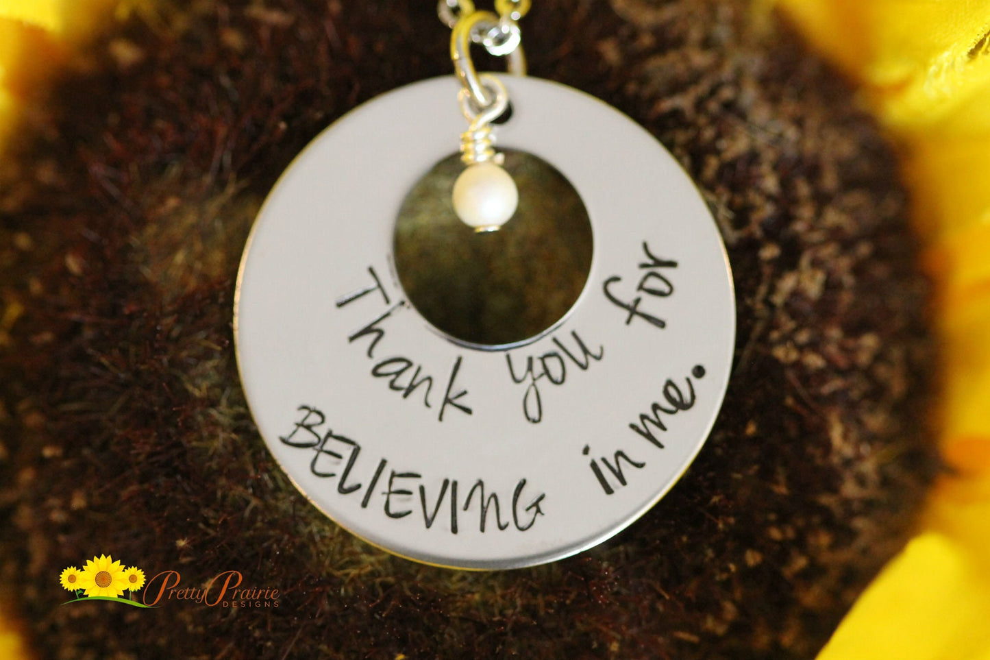 Thank you for Believing in Me  Washer Necklace, Birthstone, Teacher, BFF, Spouse Gift, Grandmother Necklace, Support and Appreciation Gift