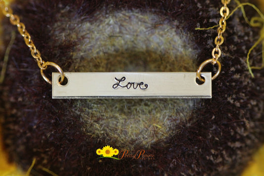 Love Bar Necklace, Wedding Gift, Bar Choker Necklace, Valentine Present, Girlfriend Gift, Inspirational Jewelry, Daughter Gift, Promise Gift