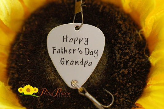 Happy Father's Day Lure, Grandpa Fishing Hook, Hand Stamped Lure, Gift for Grandfather, Angler Gift, Custom Fishing Gift, Metal Fishing Lure