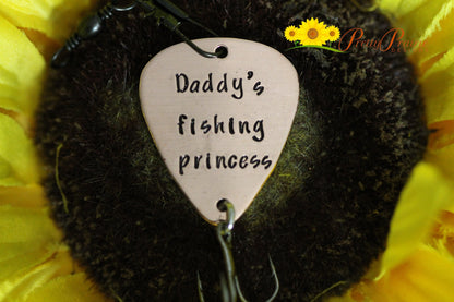 Daddy's Fishing Princess Lure, New Dad Gift, Baby Reveal, Custom Fishing Lure, Hand Stamped Fish Hook, Father's Day Gift from Daughter