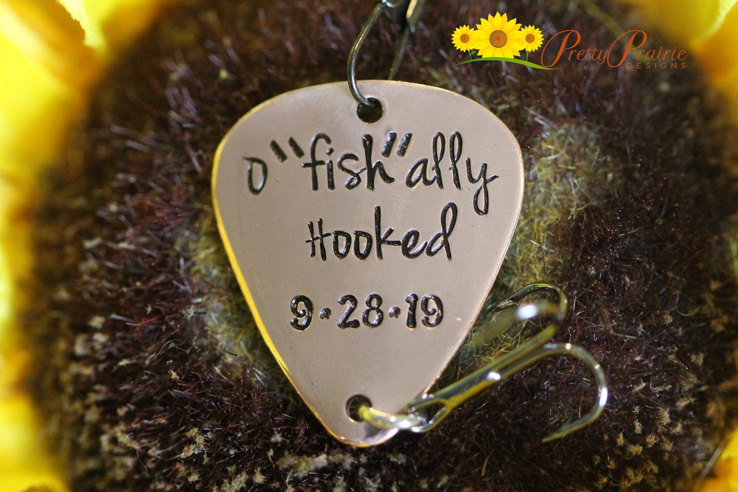 O"fish"ally Hooked Fishing Lure, Fishing Gift, Wedding Gift, Hand Stamped Fishing Hook, Anniversary Gift, Wedding Favor, Metal Lure